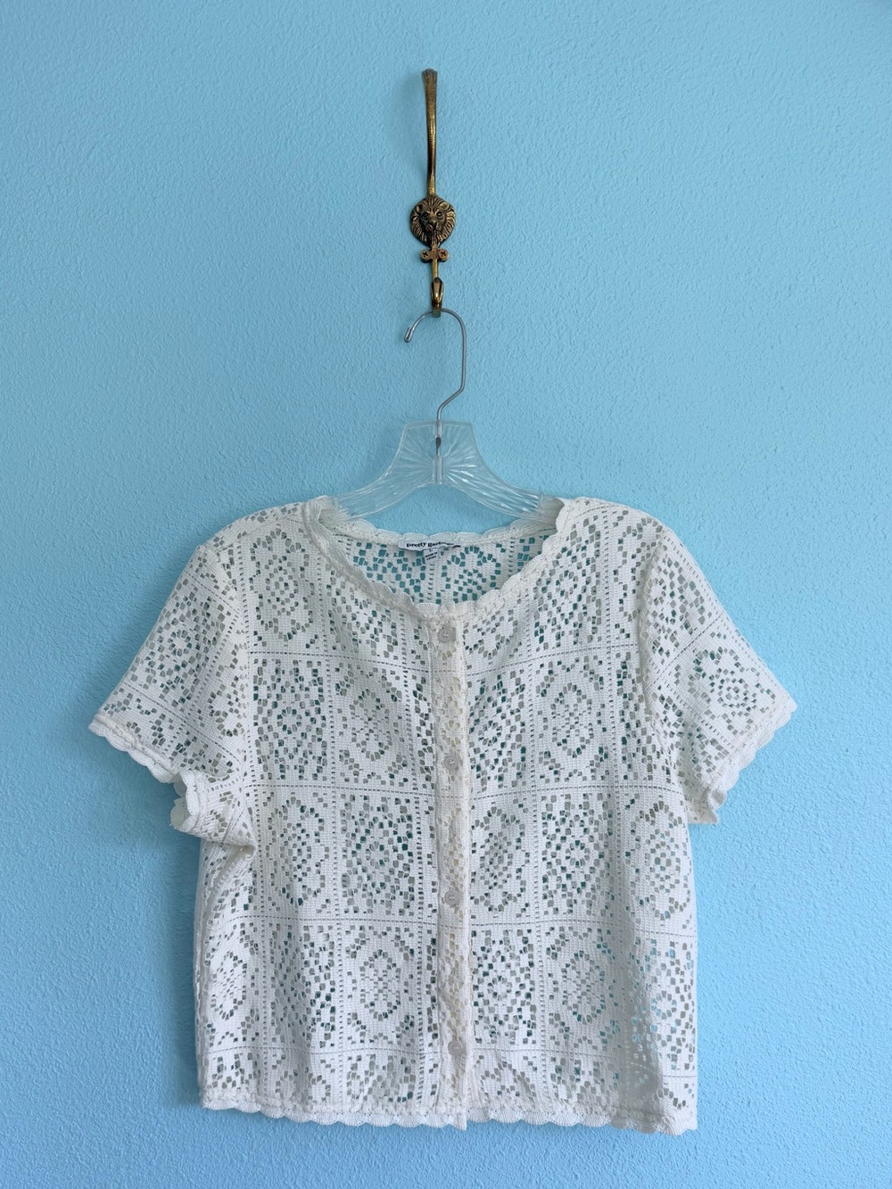 ✨ NWT Pretty Garbage Crochet Lace Short-Sleeve Cardigan, Cream